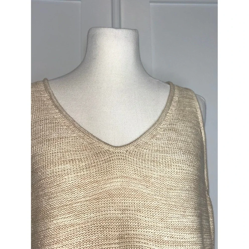 Gap Womens XL Beige Marl Cotton Knit V-Neck Sleeveless Sweater Vest Top